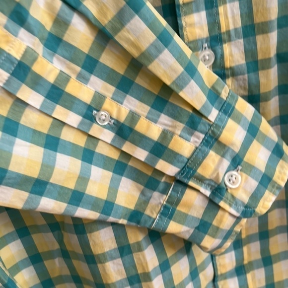 J Crew Yellow White Turquoise Long Sleeve Button Down Oxford Blouse Shirt Size S - Picture 3 of 4